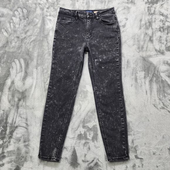 Angel Kiss Jeans Womens 7/28 Black Acid Wash Ankle Skinny Mid Rise Stretch Denim - Picture 1 of 13